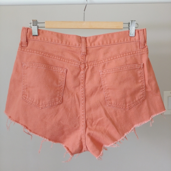 L.L. Bean High Waisted Jean Shorts Size 8 Coral Cutoffs - Picture 2 of 10